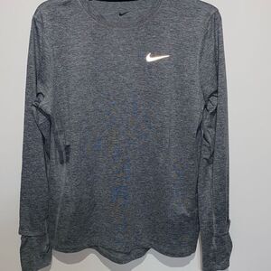 Nike Men's Gray Dri Fit Running Heathered Long Sleeve T Shirt Size Medium